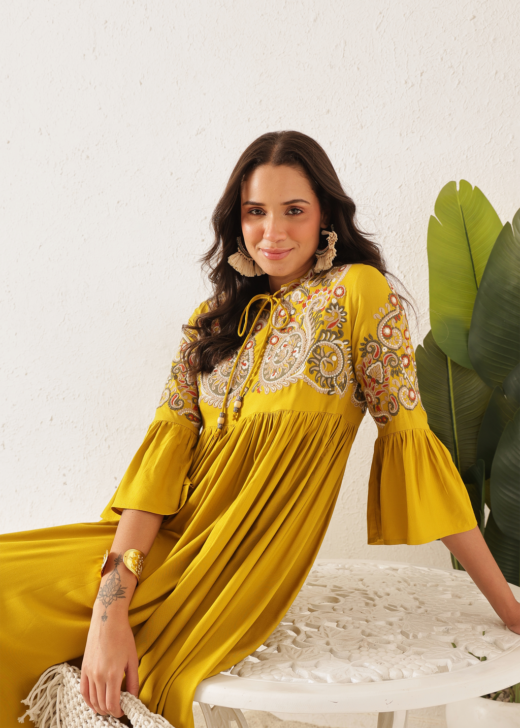 BOHO DRESS - DUSTY YELLOW