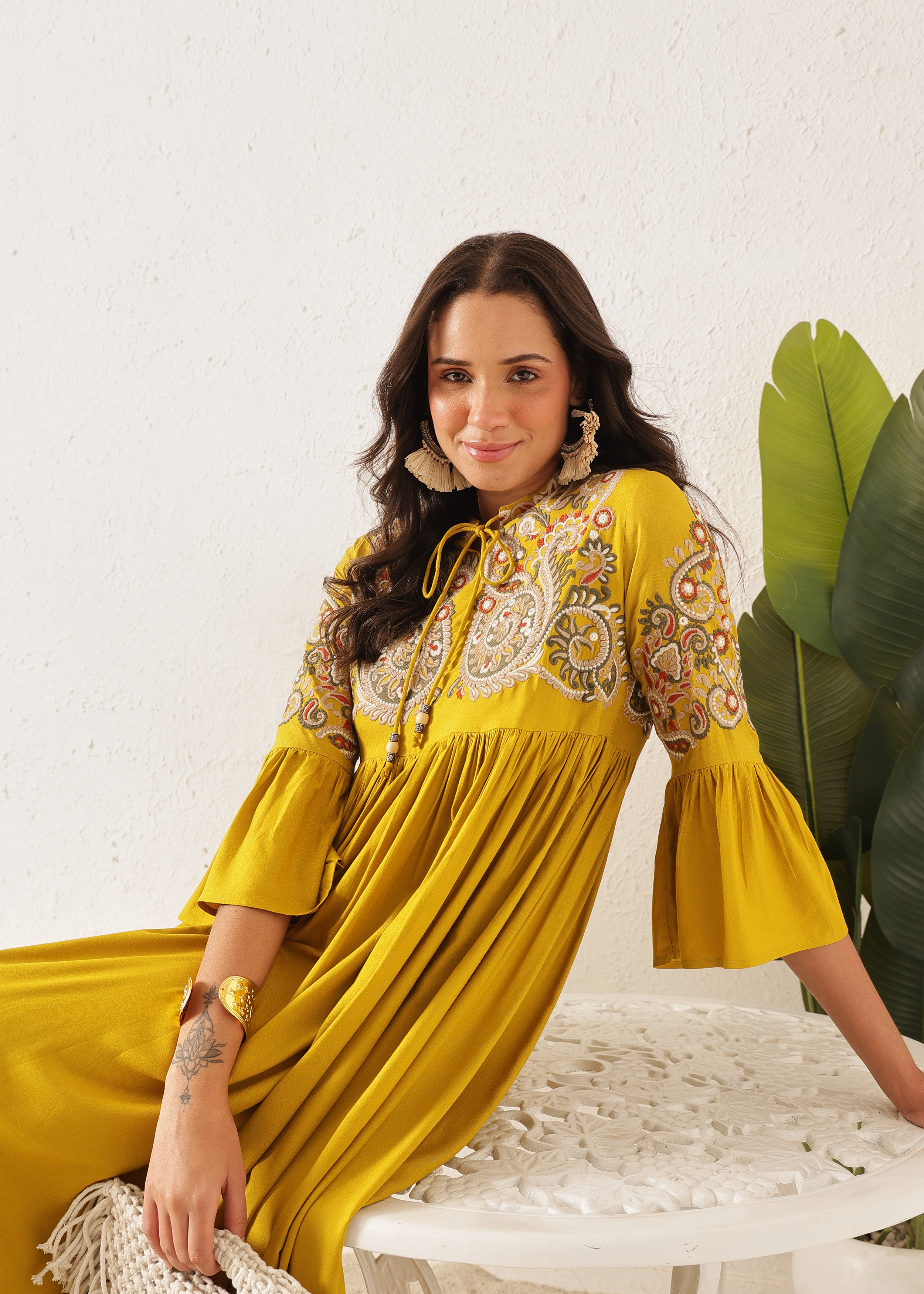 BOHO DRESS - DUSTY YELLOW