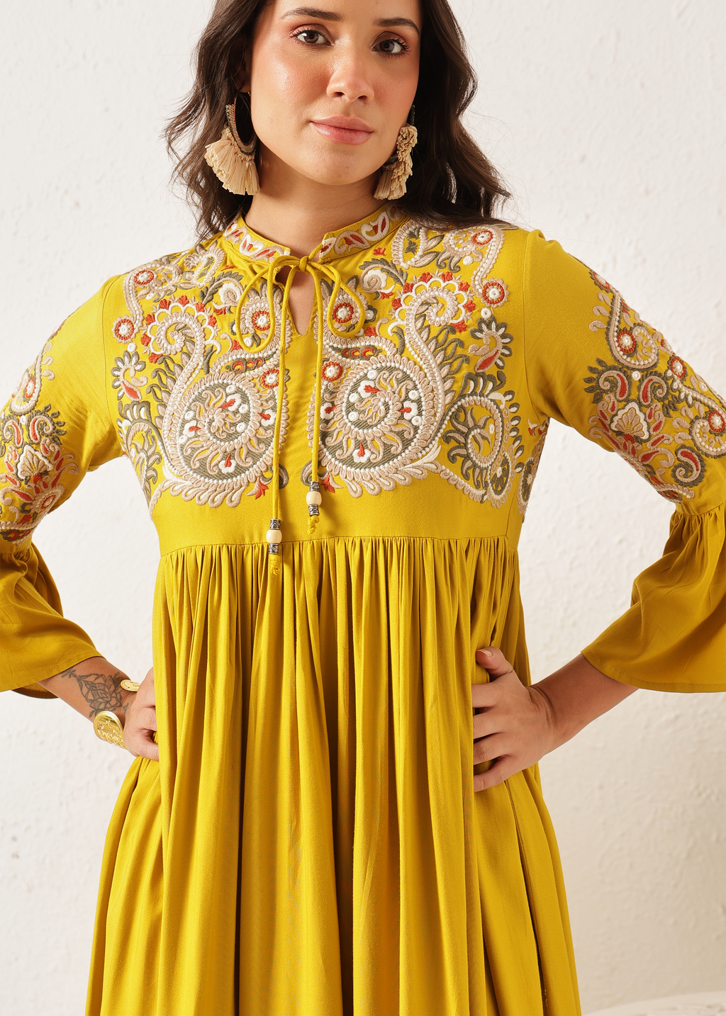 BOHO DRESS - DUSTY YELLOW