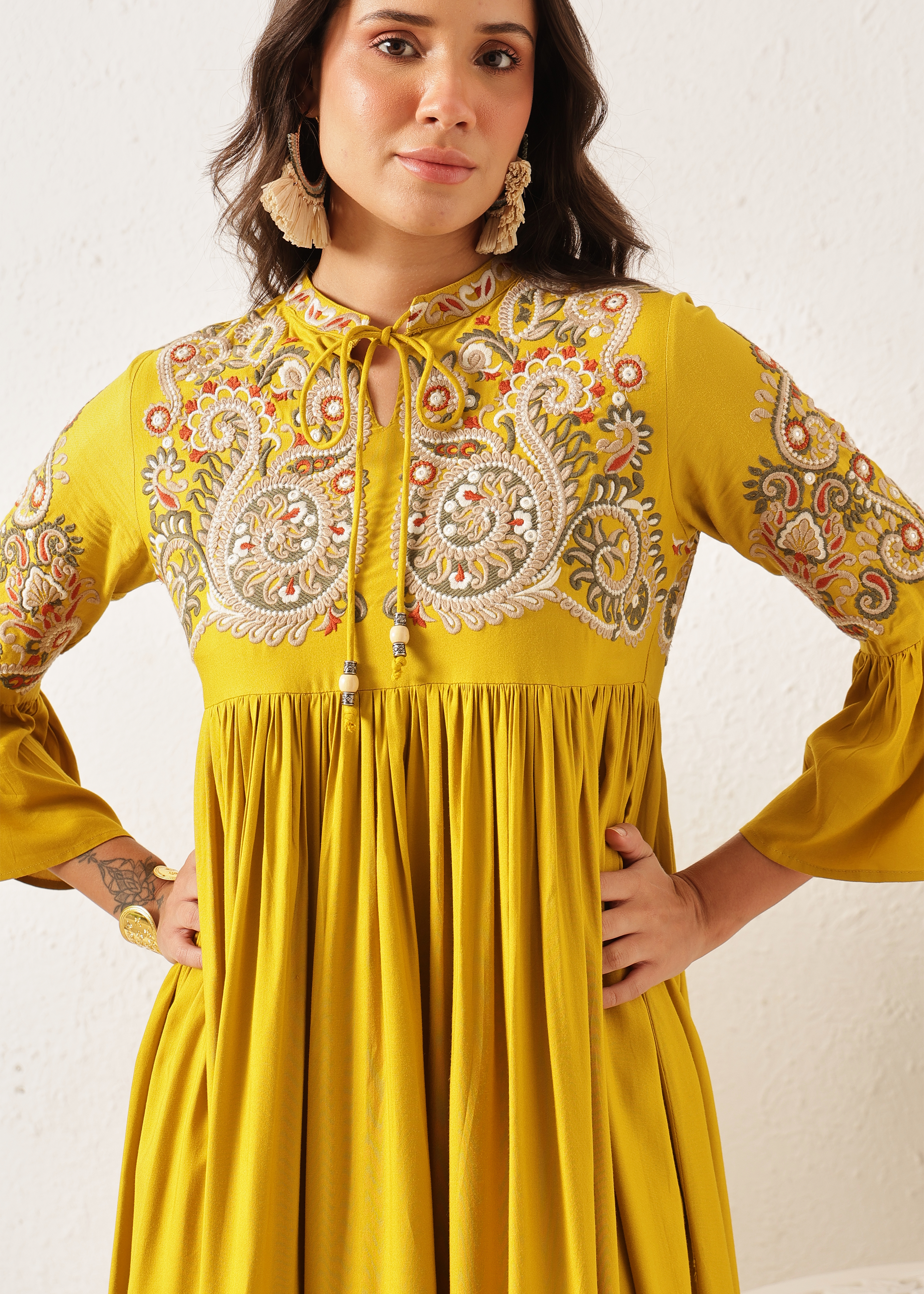 BOHO DRESS - DUSTY YELLOW