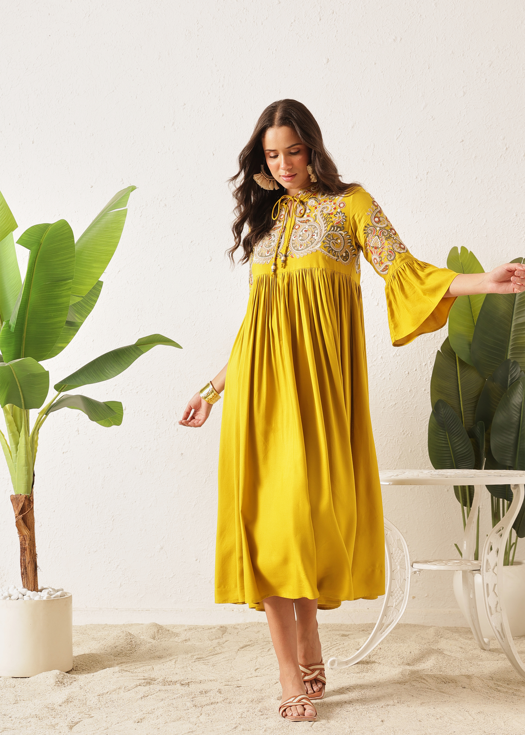 BOHO DRESS - DUSTY YELLOW