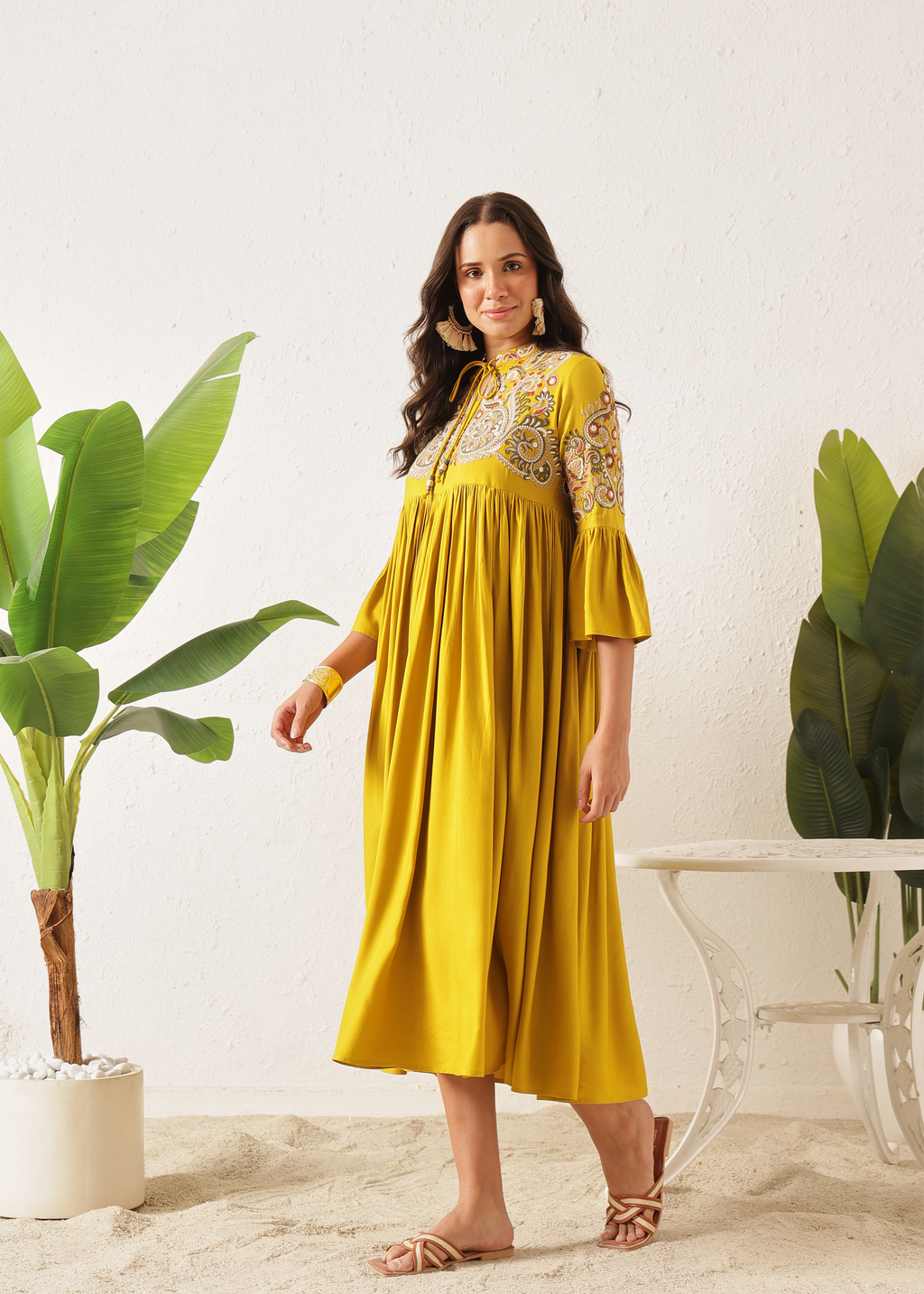 BOHO DRESS - DUSTY YELLOW