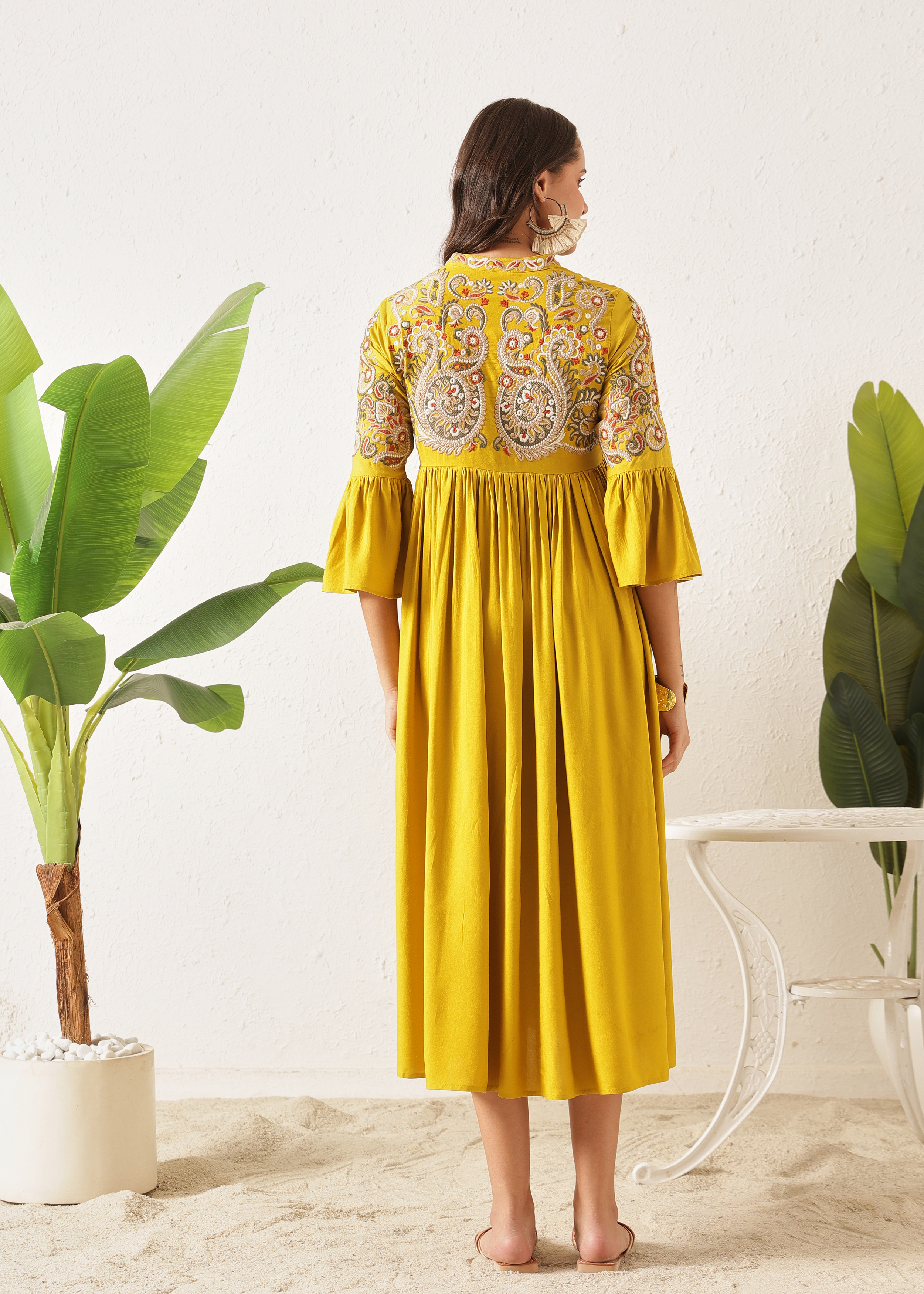 BOHO DRESS - DUSTY YELLOW