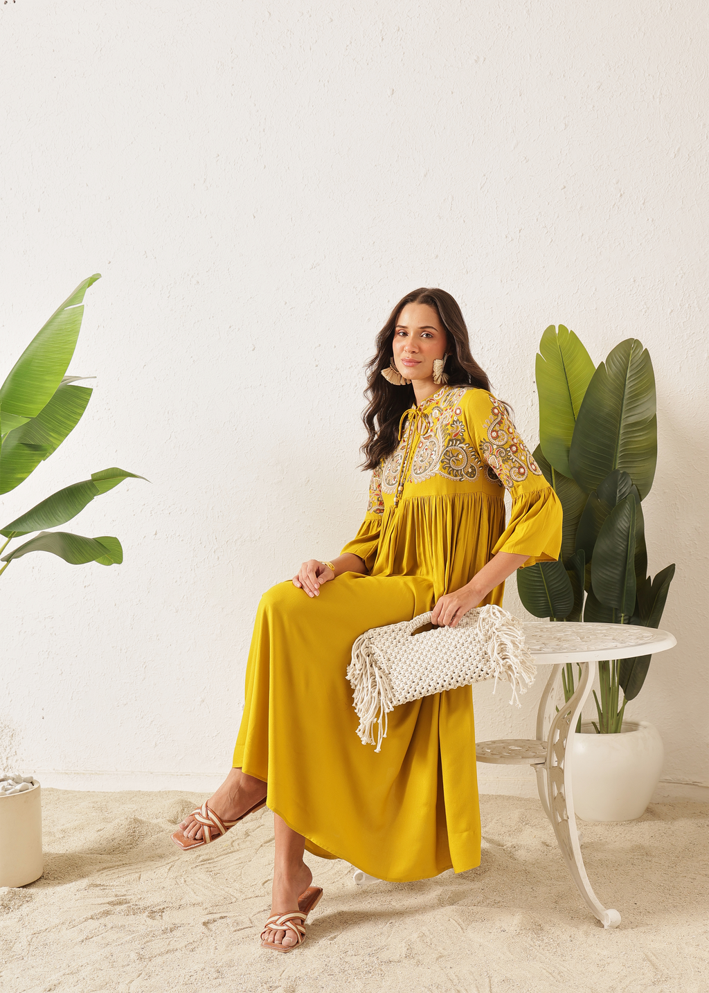 BOHO DRESS - DUSTY YELLOW