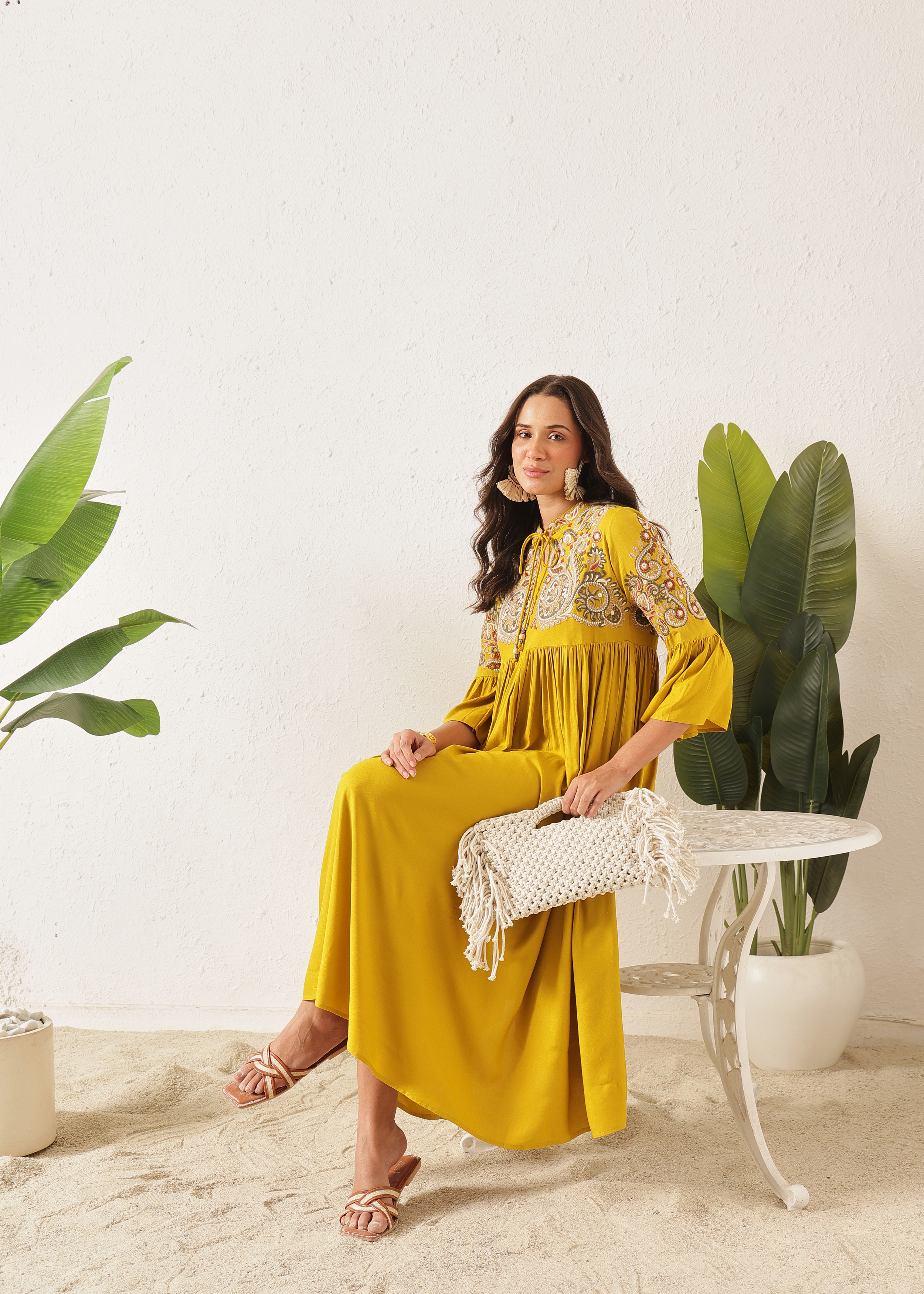 BOHO DRESS - DUSTY YELLOW
