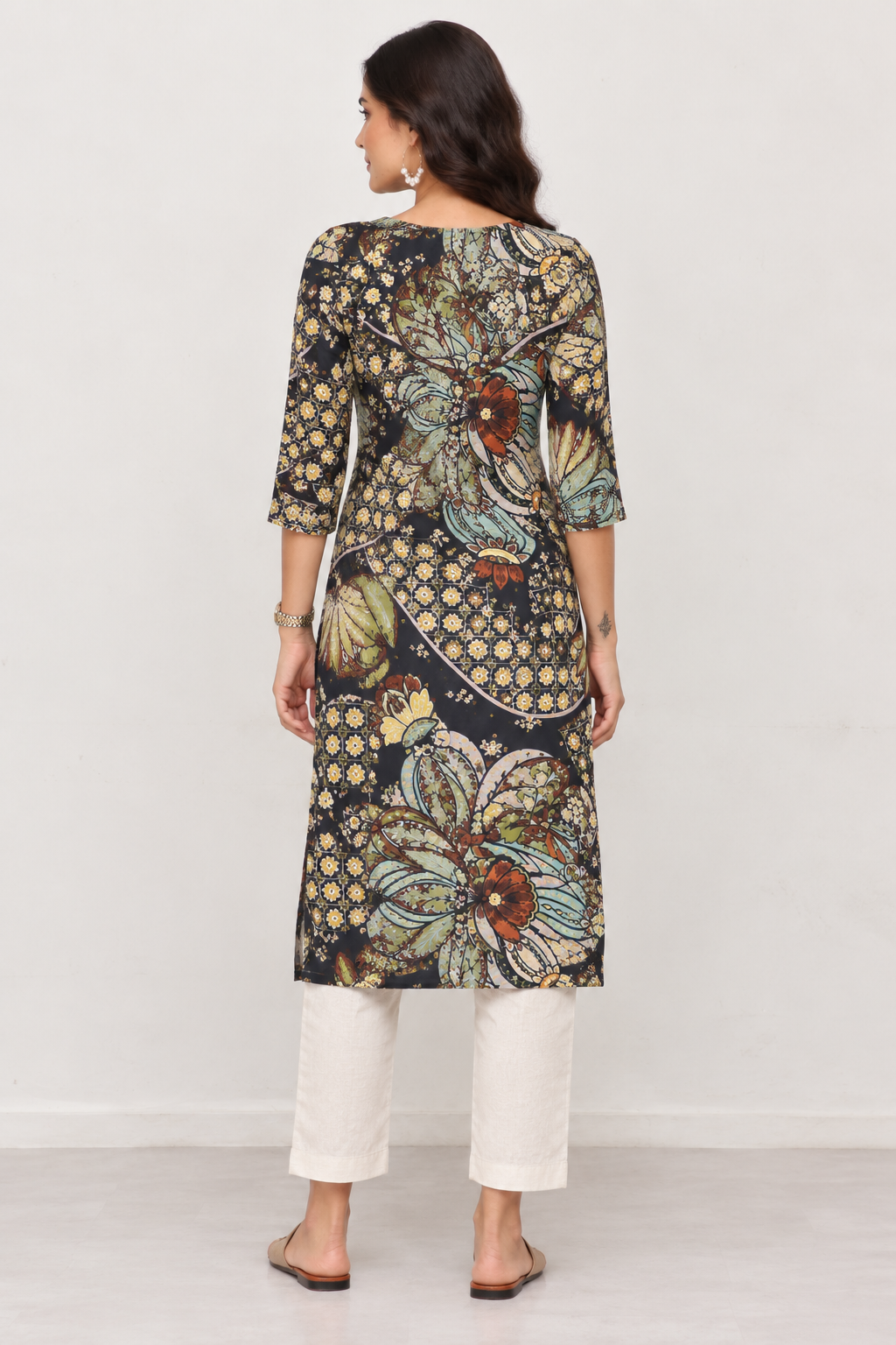 BLACK FLORA KURTI