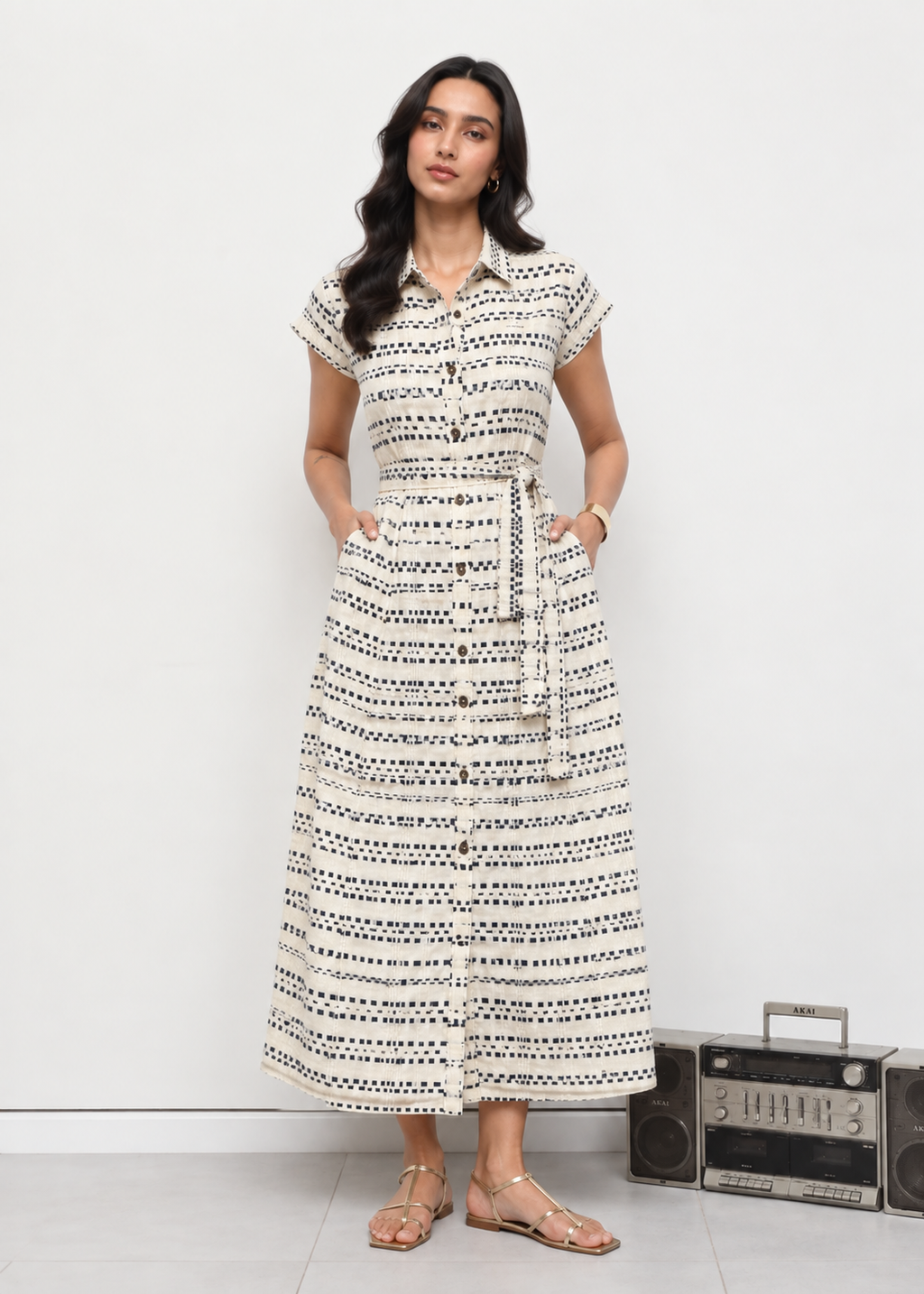 INDIGO DOBBY DRESS