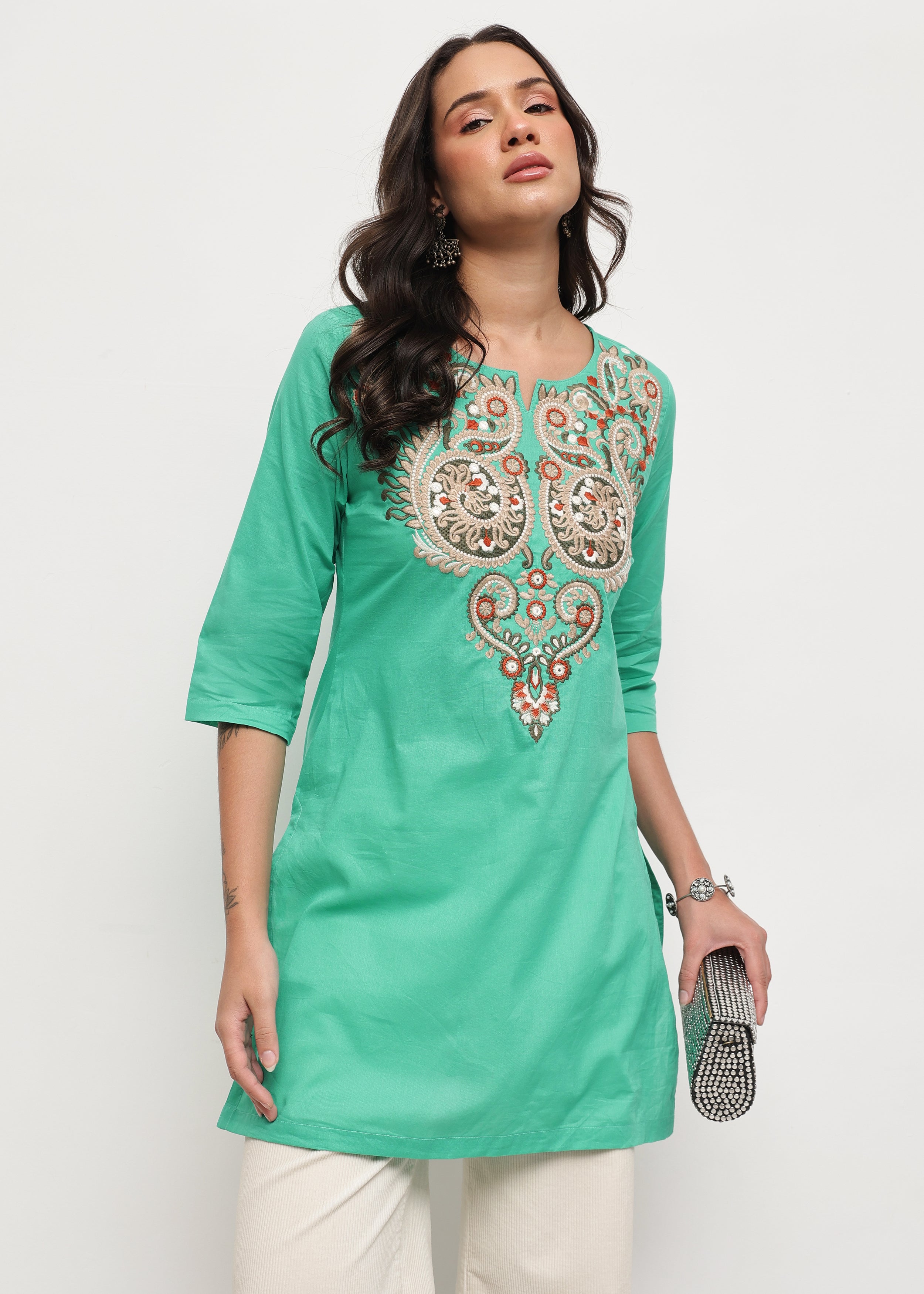 BOHO SHORT KURTI - RAMAGREEN