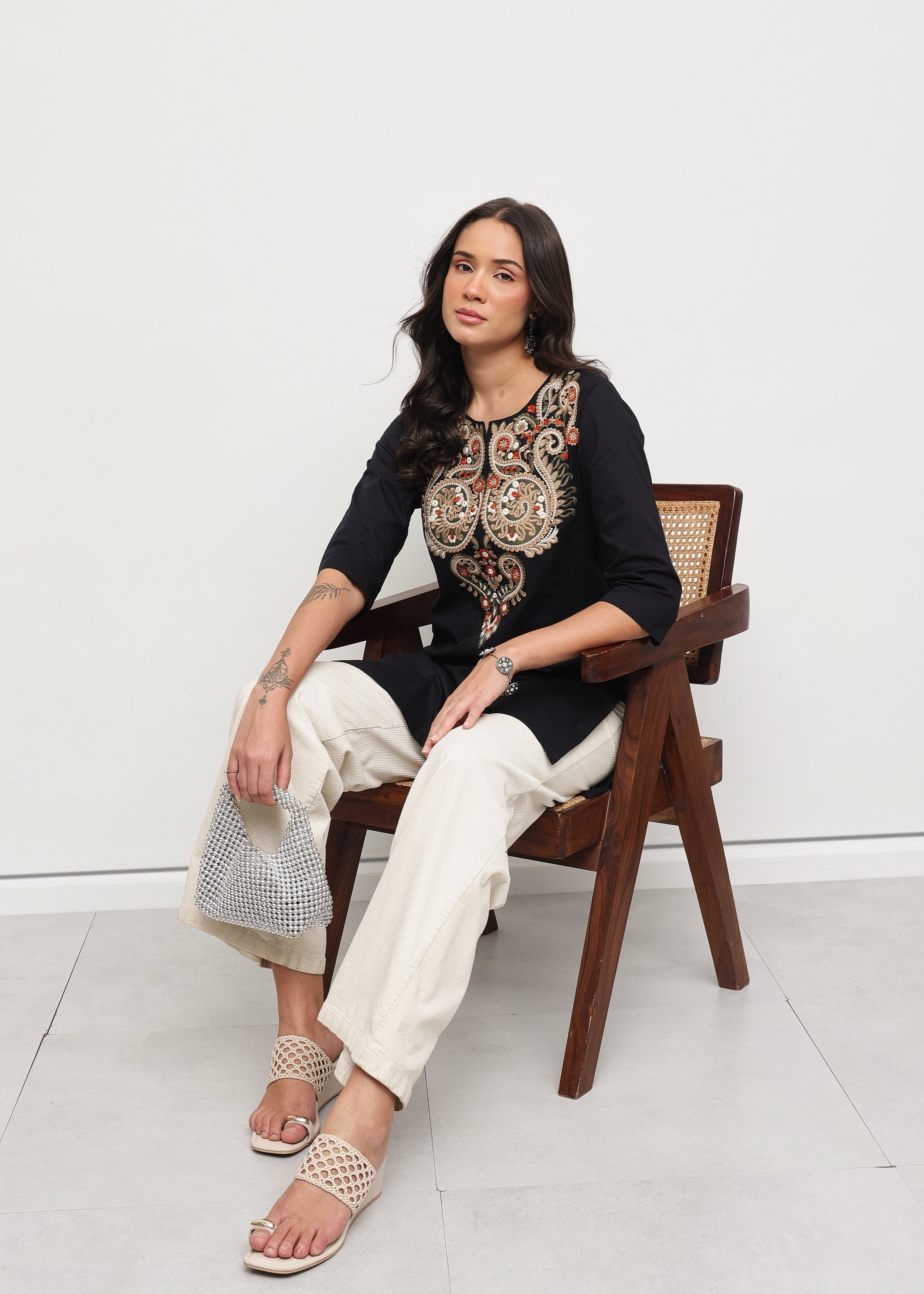BOHO SHORT KURTI - BLACK