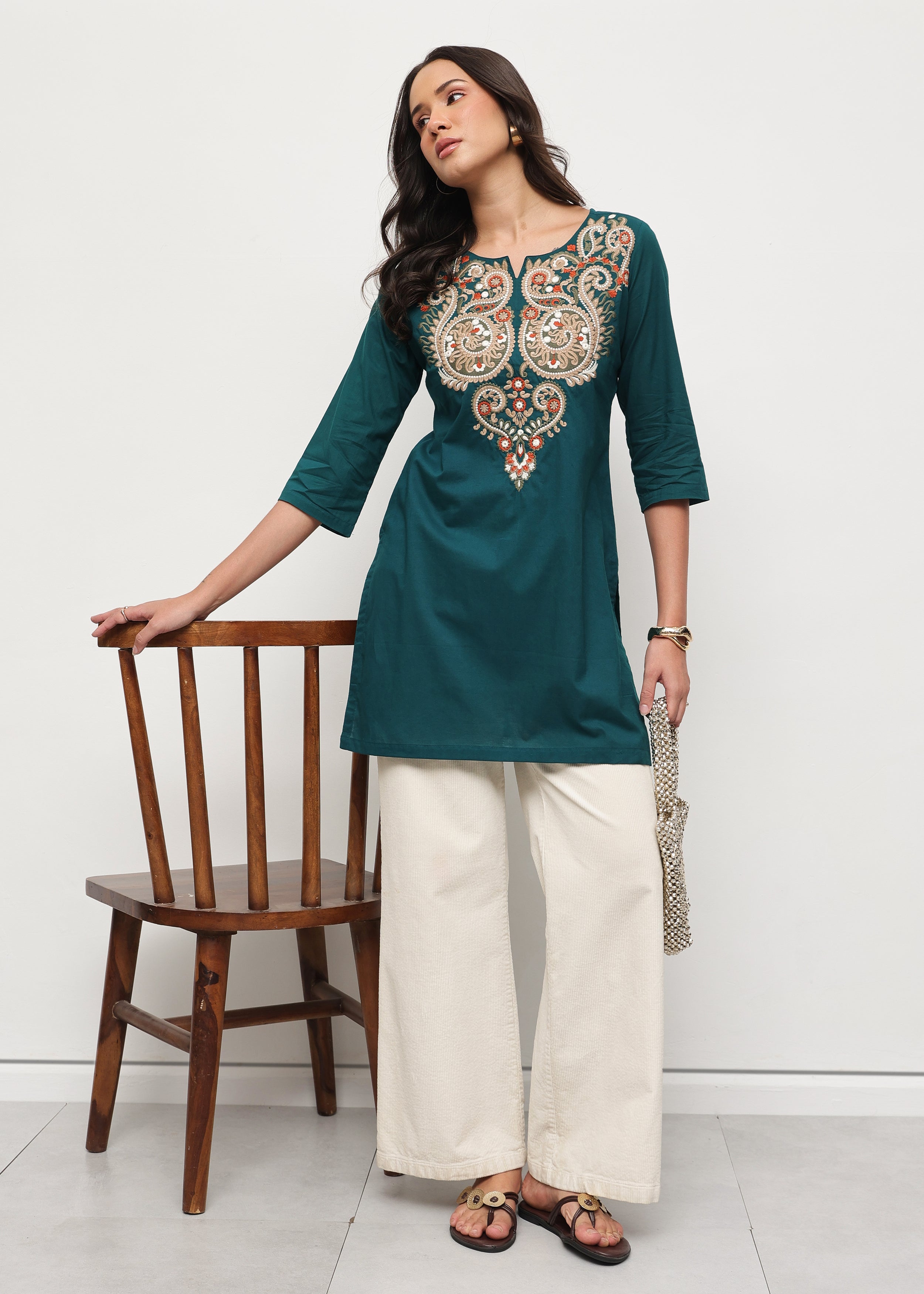 BOHO SHORT KURTI - TEAL