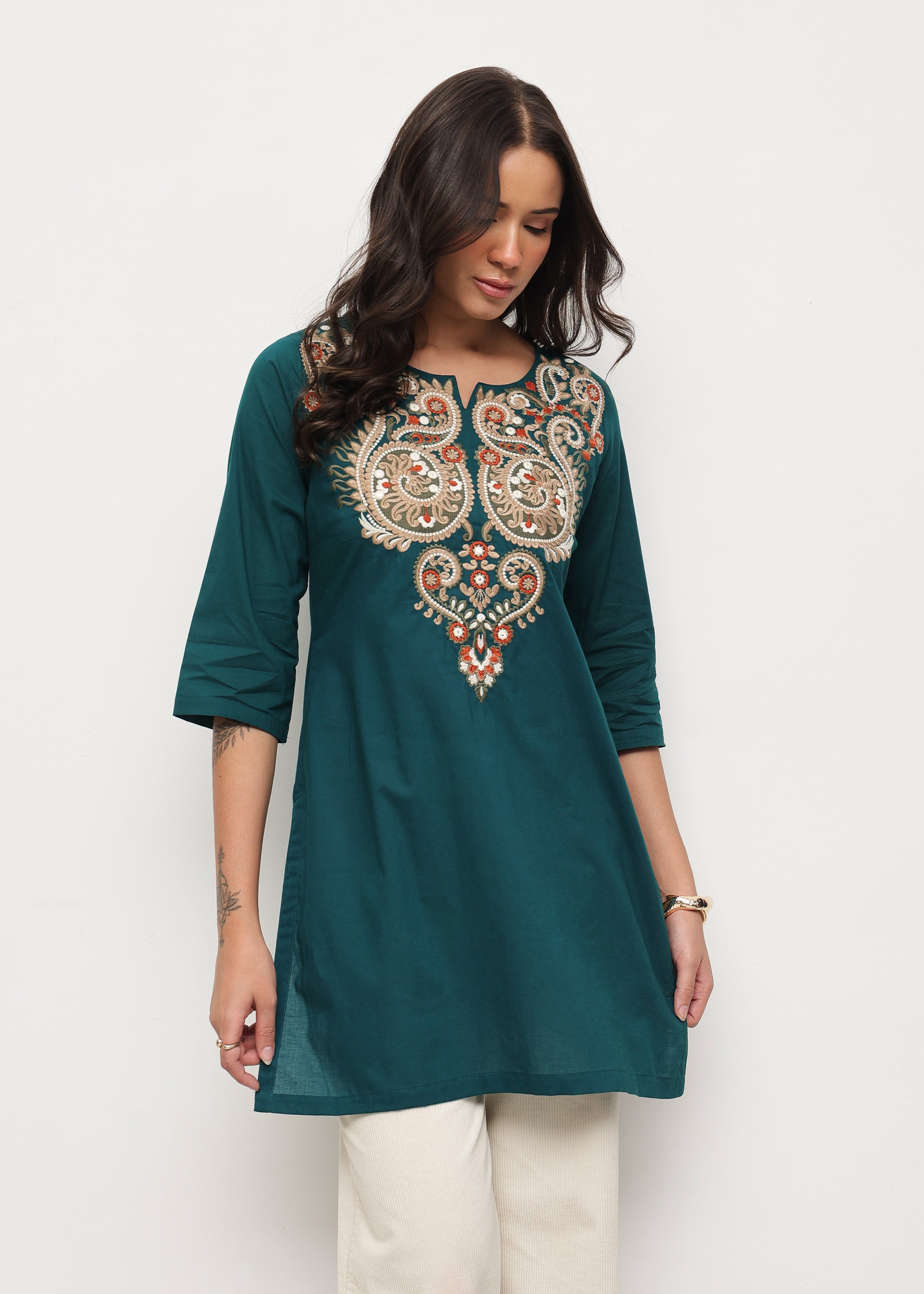 BOHO SHORT KURTI - TEAL