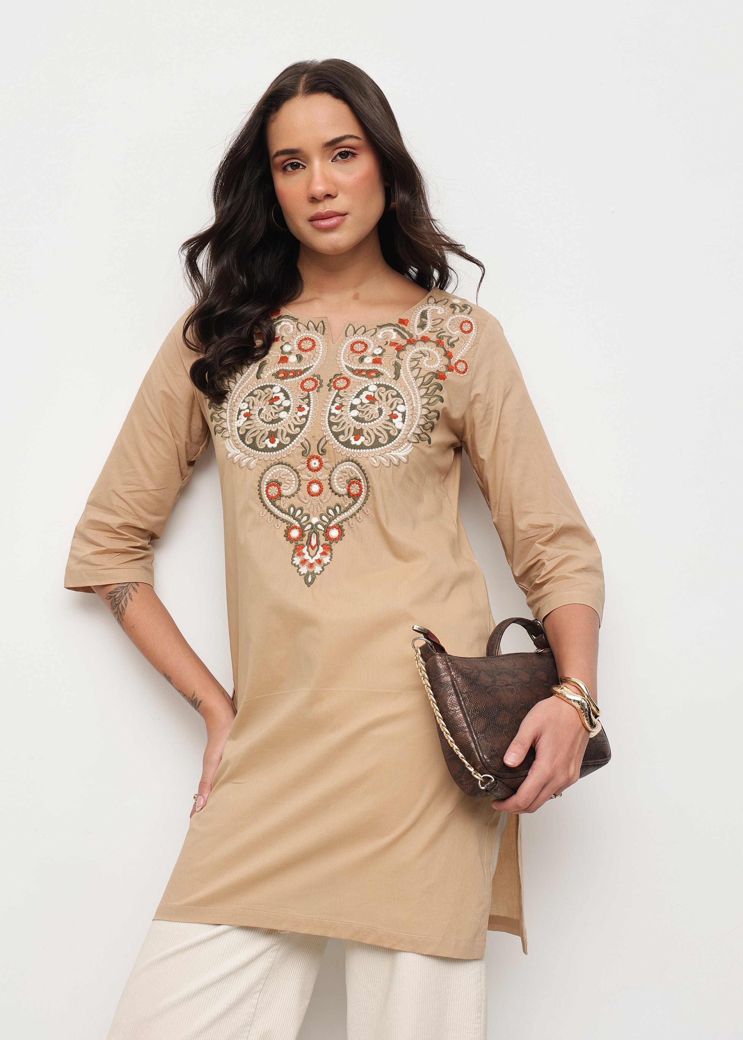 BOHO SHORT KURTI - BEIGE