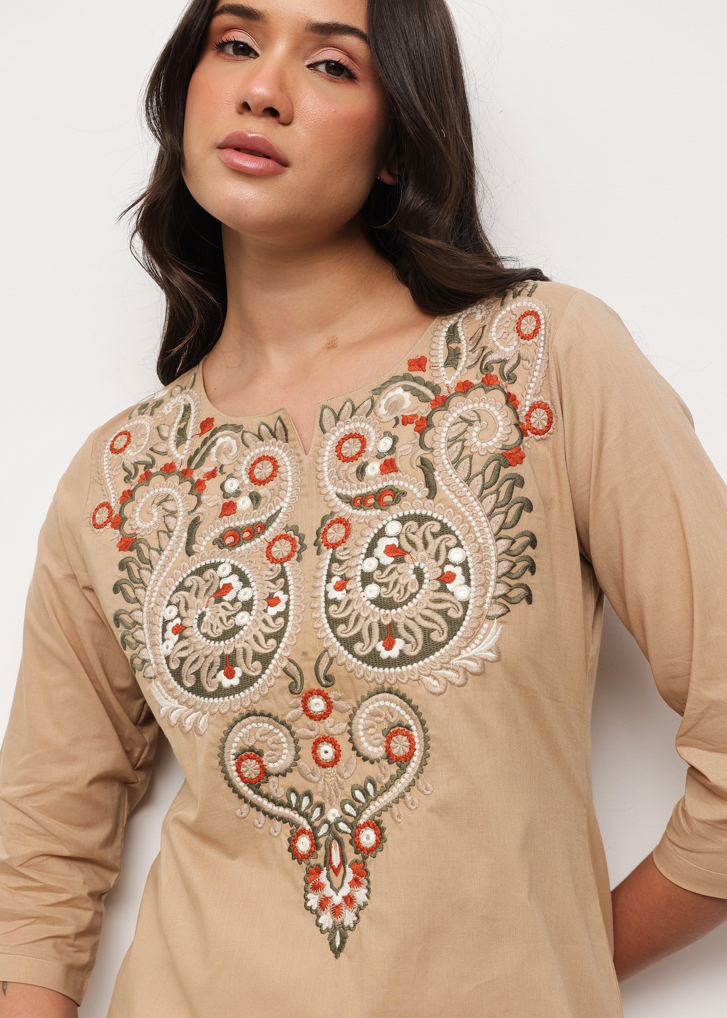 BOHO SHORT KURTI - BEIGE